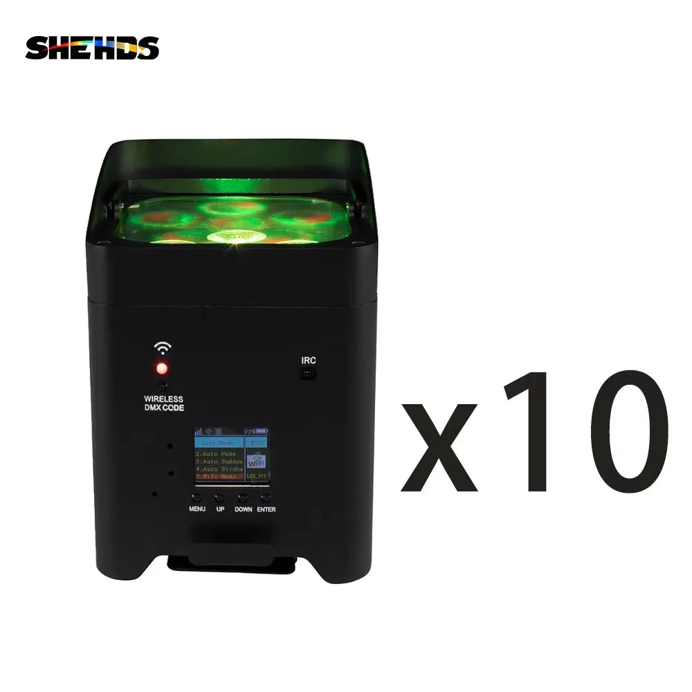 SHEHDS Wireless Battery PAR Light With Flight Case RGBWA UV