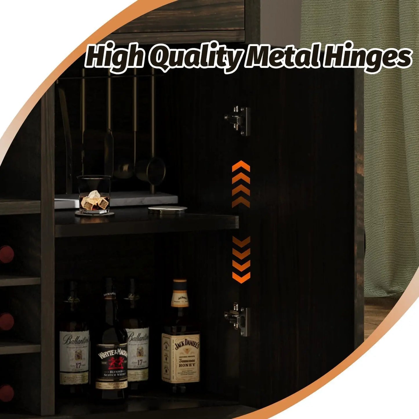 Farmhouse Bar Table With Wine Rack And Drawers Storage Cabinet