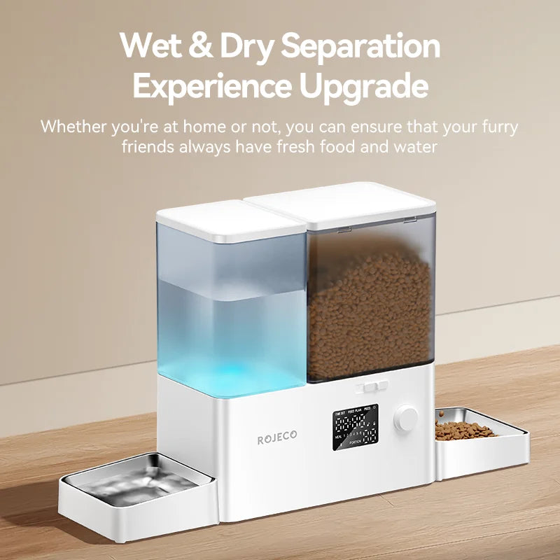 ROJECO 2in1 Automatic Pet Feeder And Water Fountain For Cats