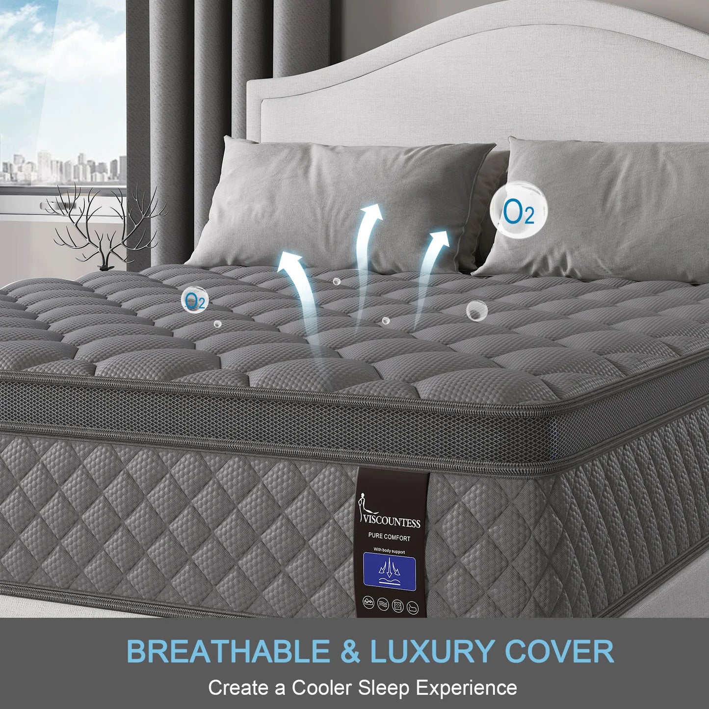 Viscountess Hybrid Mattress In A Box With Memory Foam And Pocket Springs