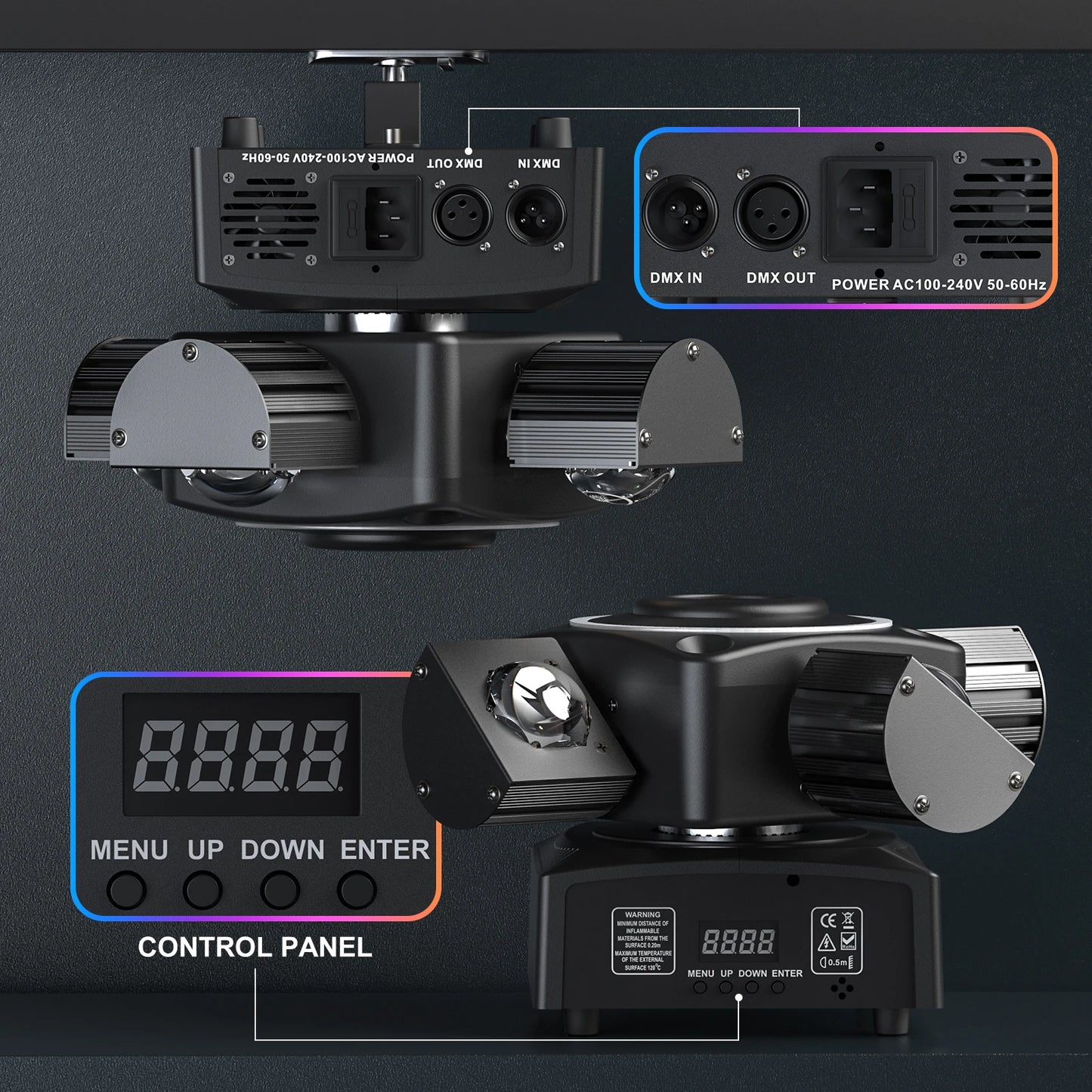 Yiflamefly 90W RGBW 4-IN-1 Lighting Effect and Starry Effect Controlled DMX512 Sound-activated For Bars Birthday Party Wedding