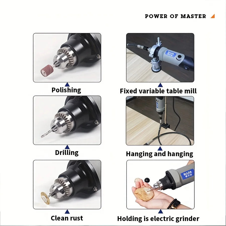 HILDA 500W Rotary Tool Variable Speed Kit For Woodworking