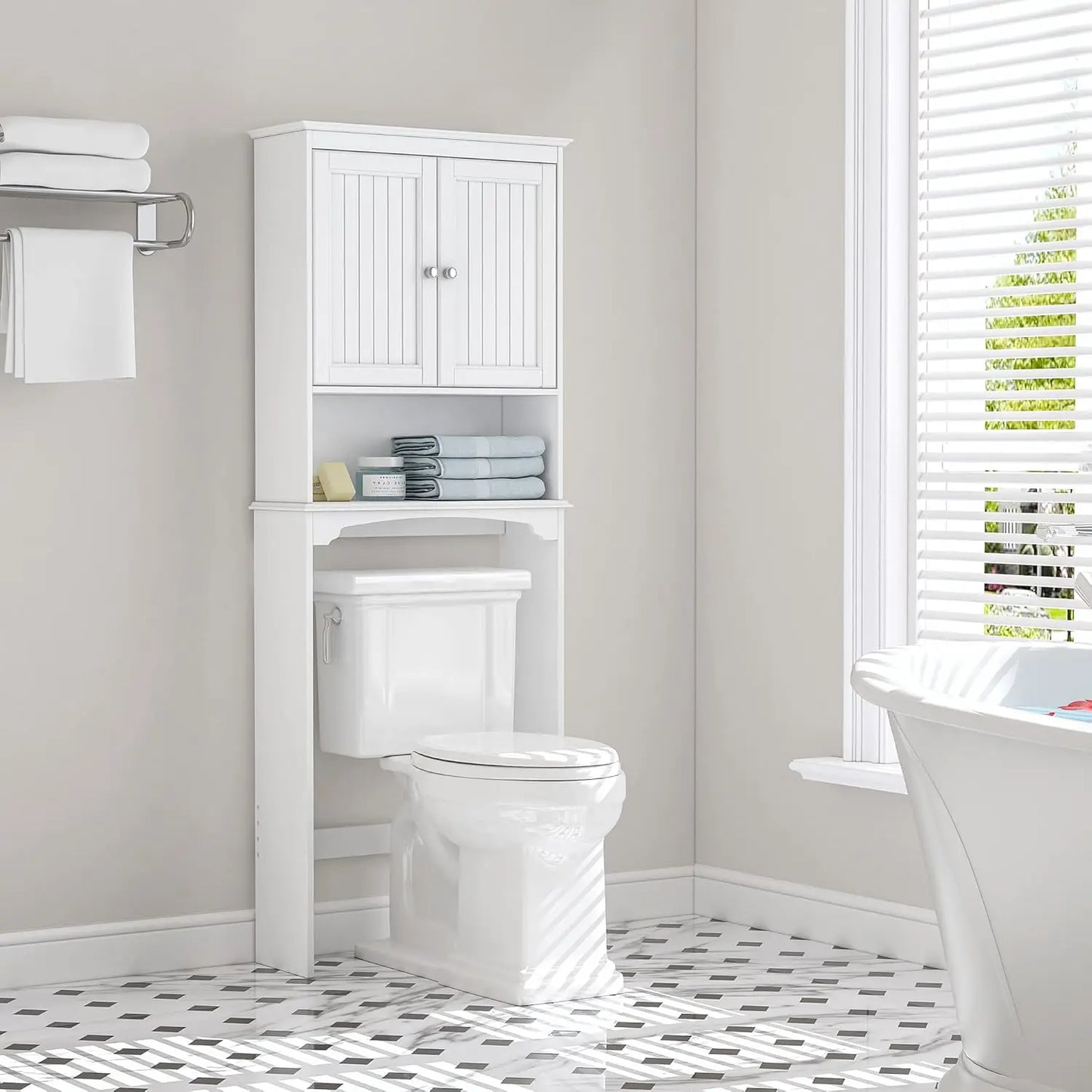 Over The Toilet Storage Cabinet, Bathroom Shelf Over Toilet, Bathroom Storage Cabinet Organizer, White