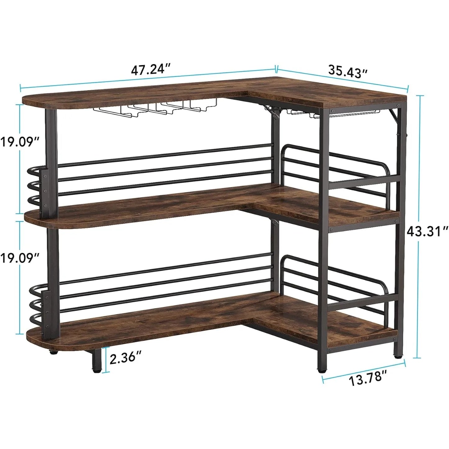 Little Tree L-Shaped Home Bar Unit With Wine Glasses Holder