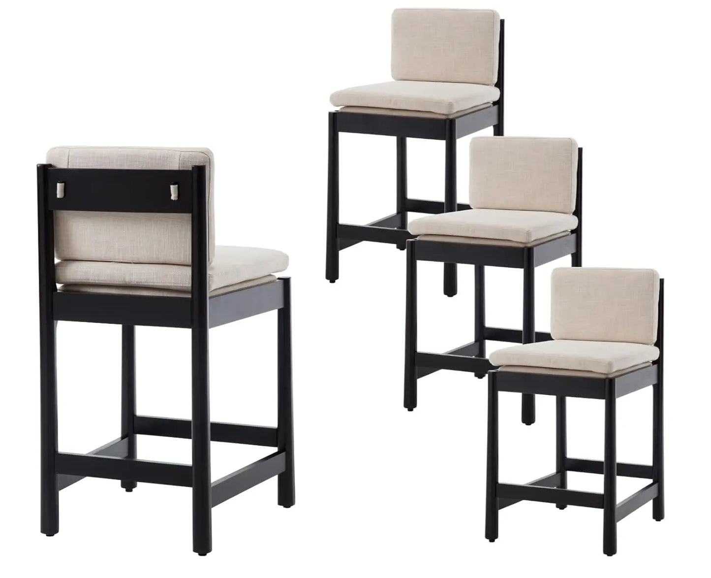 Counter Height Bar Stools Set of 4 Farmhouse Barstoos with Back Mid Century Modern Counter Stools with Natural Wood, Customized