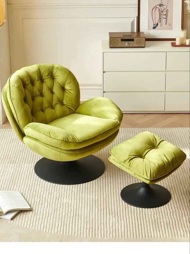Todrani Velvet Swivel Armchair Set With Ottoman