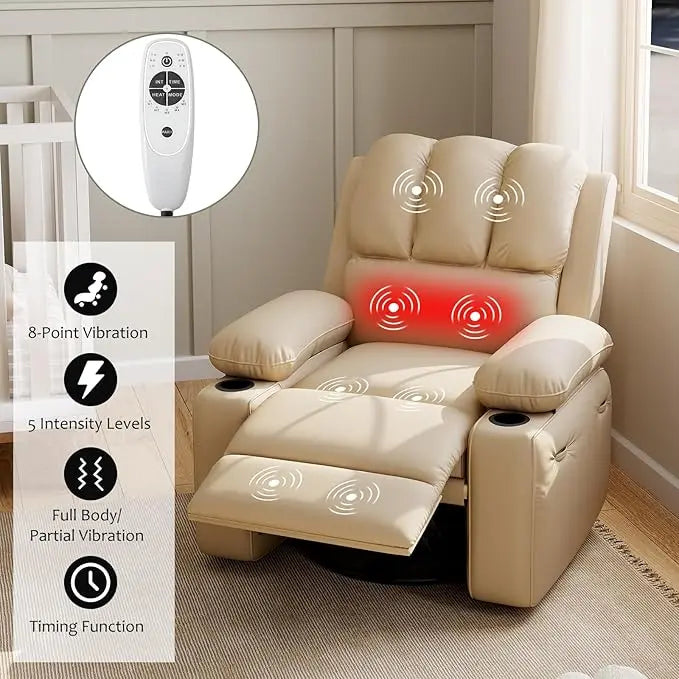Leather Recliner Chair Overstuffed Manual Recliner For Living Room