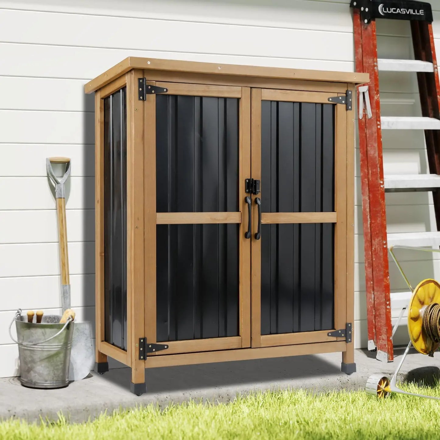 PetsCosset Weatherproof Outdoor Storage Shed Garden Cabinet