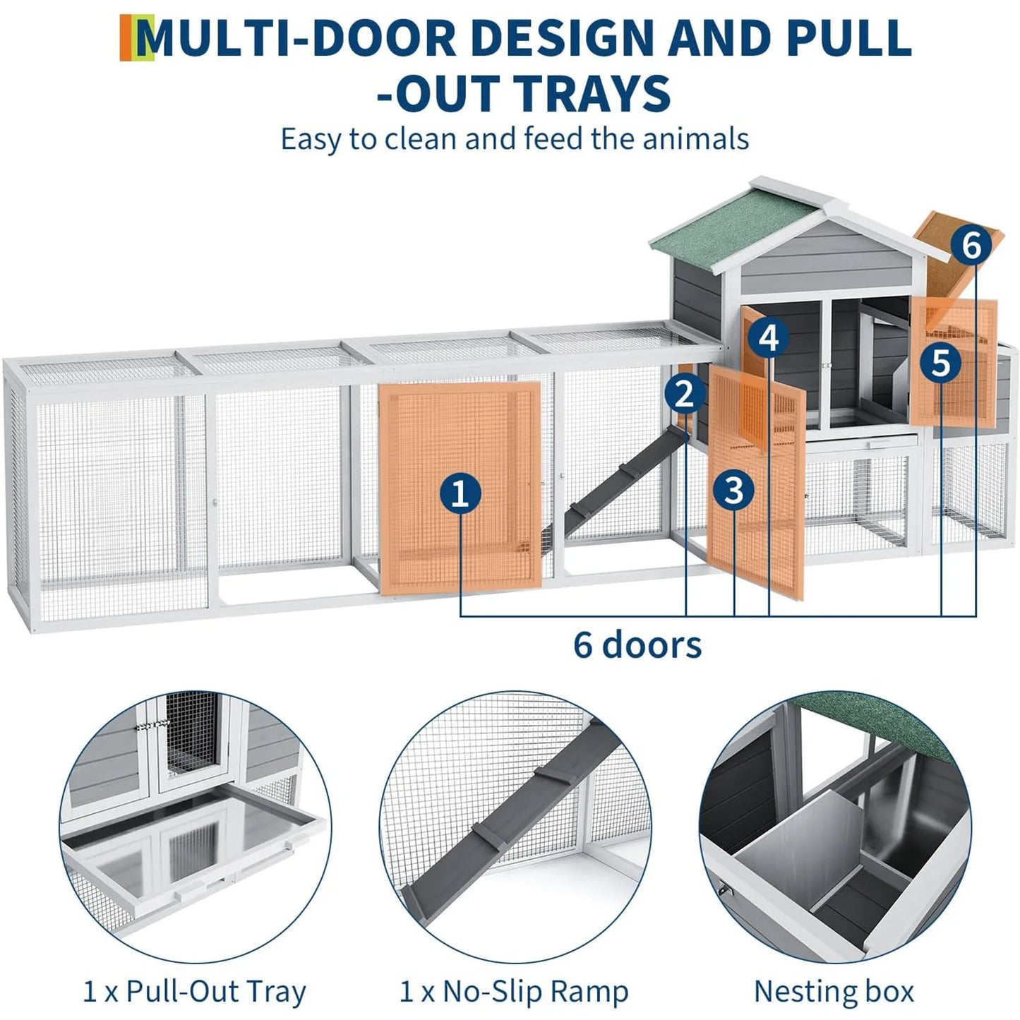 HiMISS Weatherproof Wooden Chicken Coop With Run For Poultry