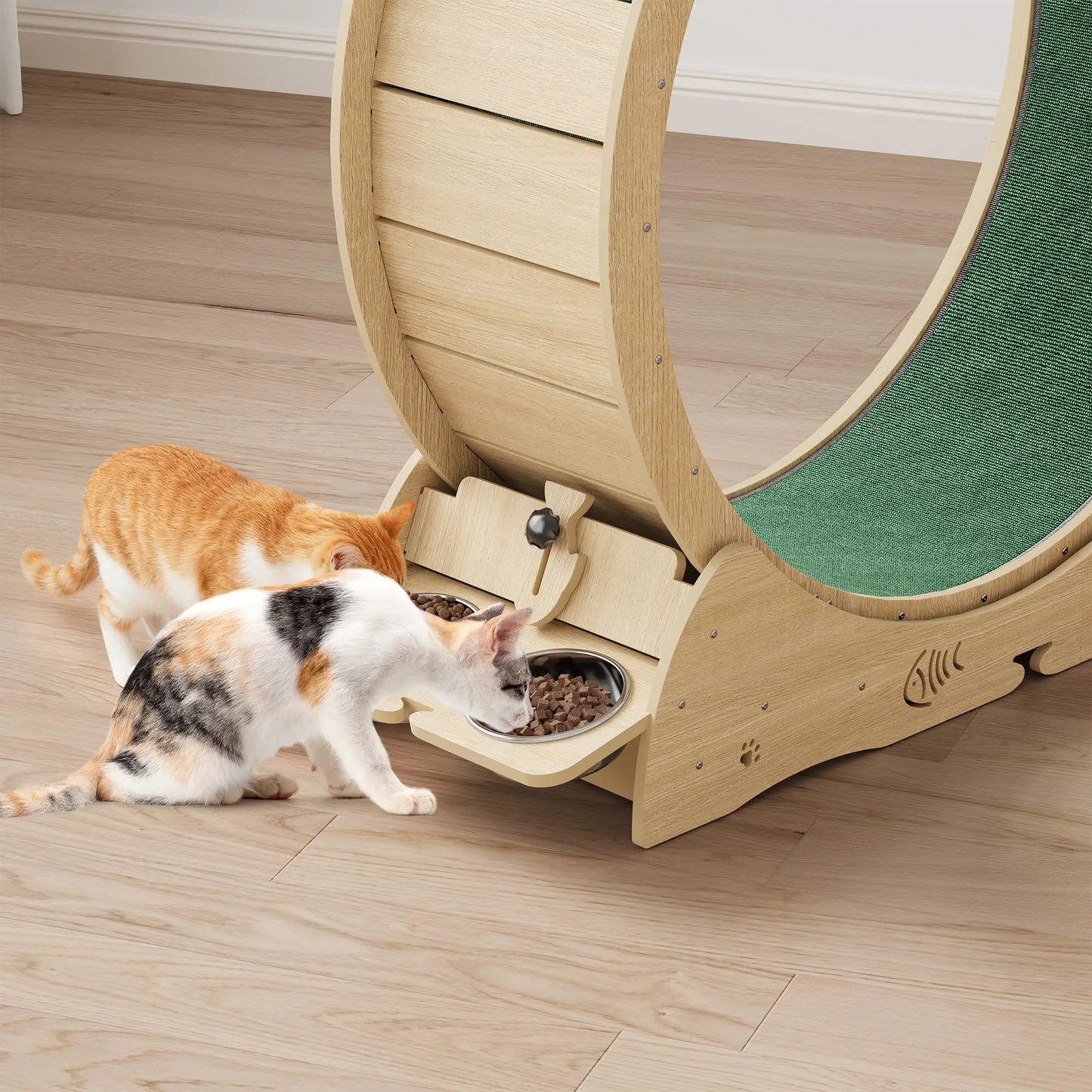 HiMISS 6 in 1 Cat Exercise Wheel Treadmill with Bowls