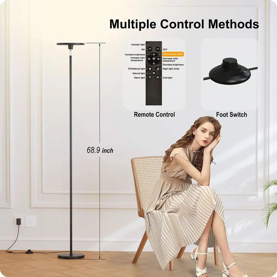 Floor Lamp With Remote Adjustable Brightness And Color Temperature