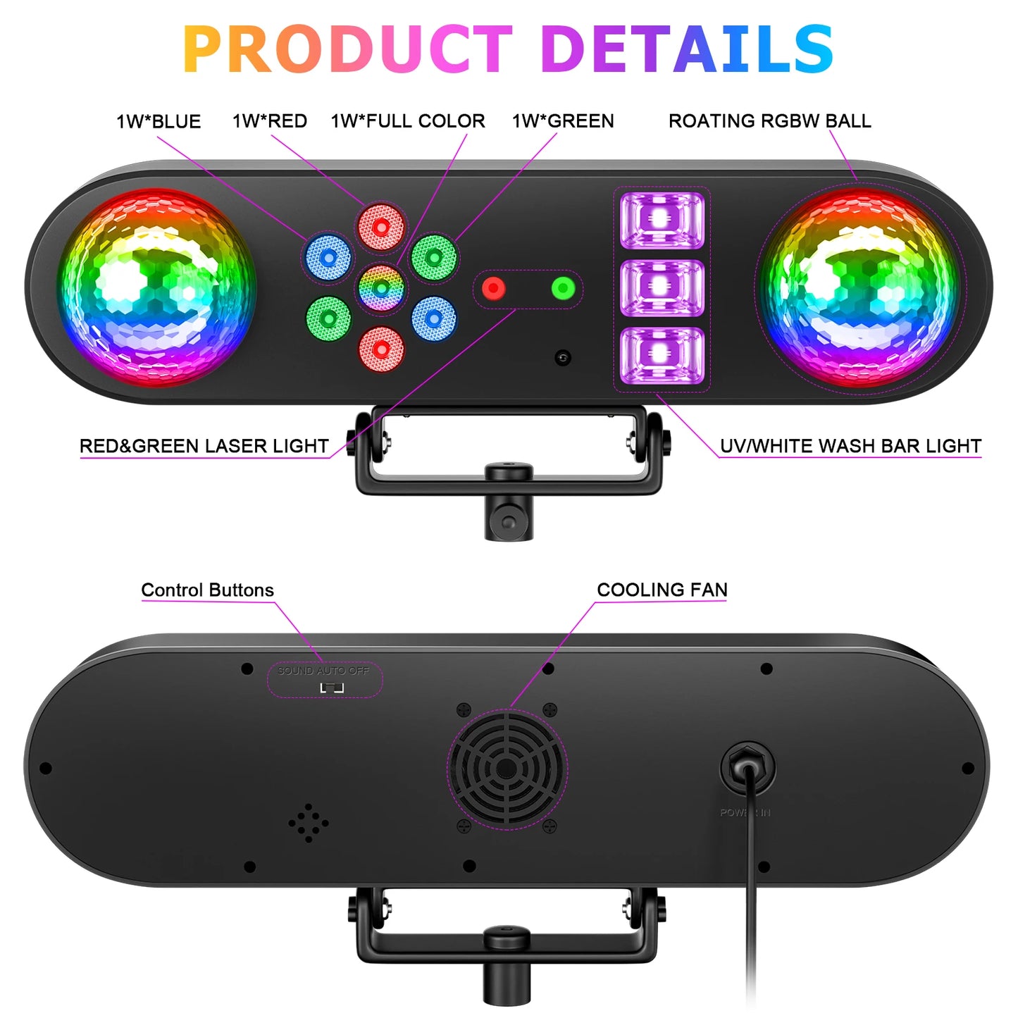 U'King Mini 5in1 Strobe Effect Light Remote Control Stage Light