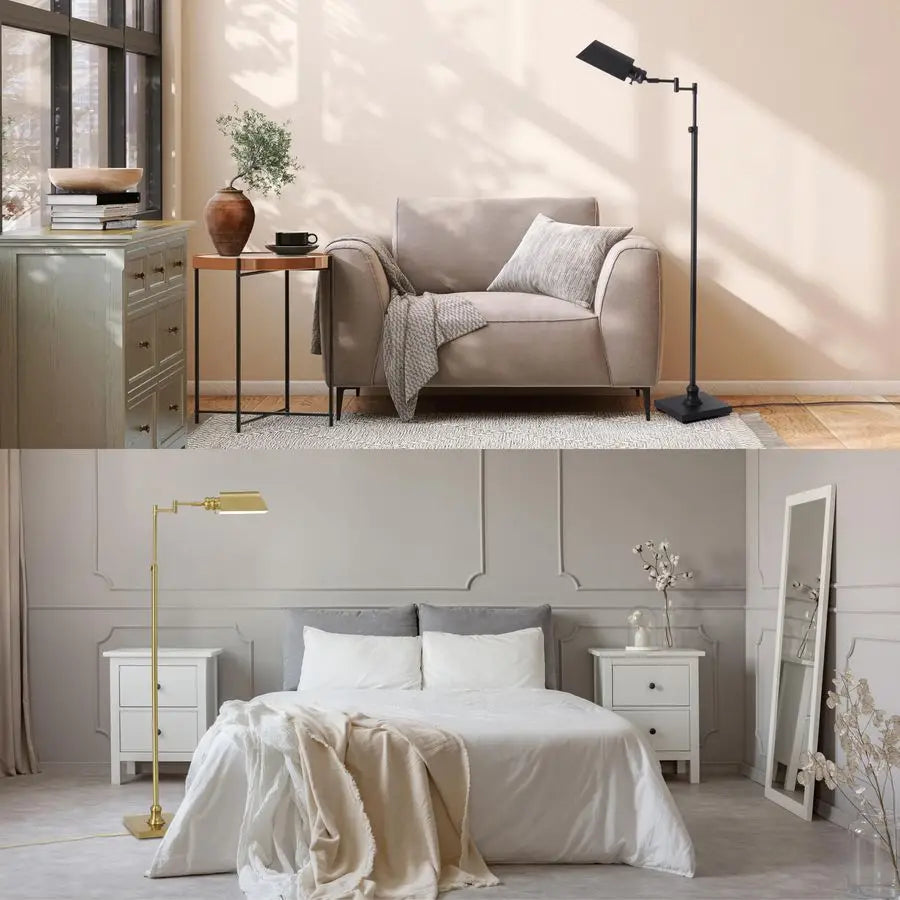 Pharmacy Floor Lamp With Full Range Dimming Swing Arm E26 Socket