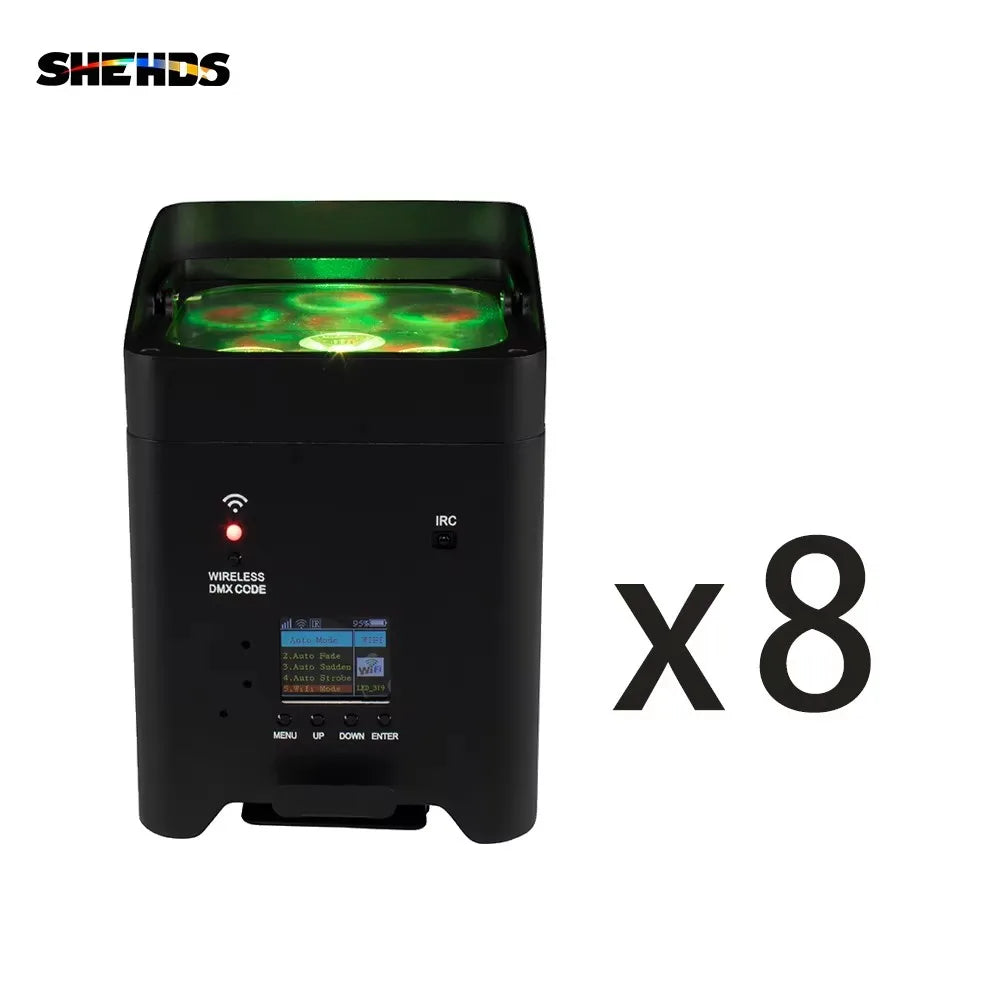 SHEHDS Wireless Battery PAR Light With Flight Case RGBWA UV