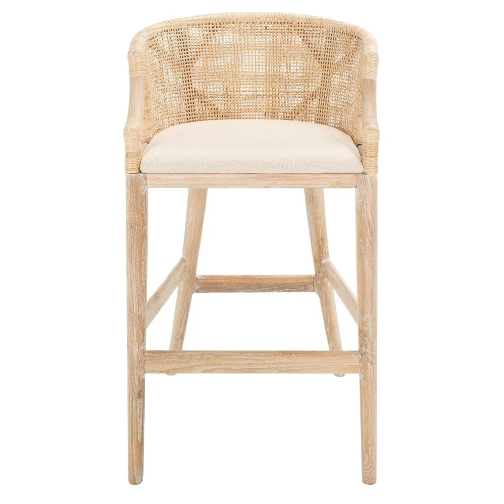 Brando 30-inch Fully Assembled Solid Wood Bar Stool - Tropical Coastal Natural Wash Legs Cushion Home Collection), Customized