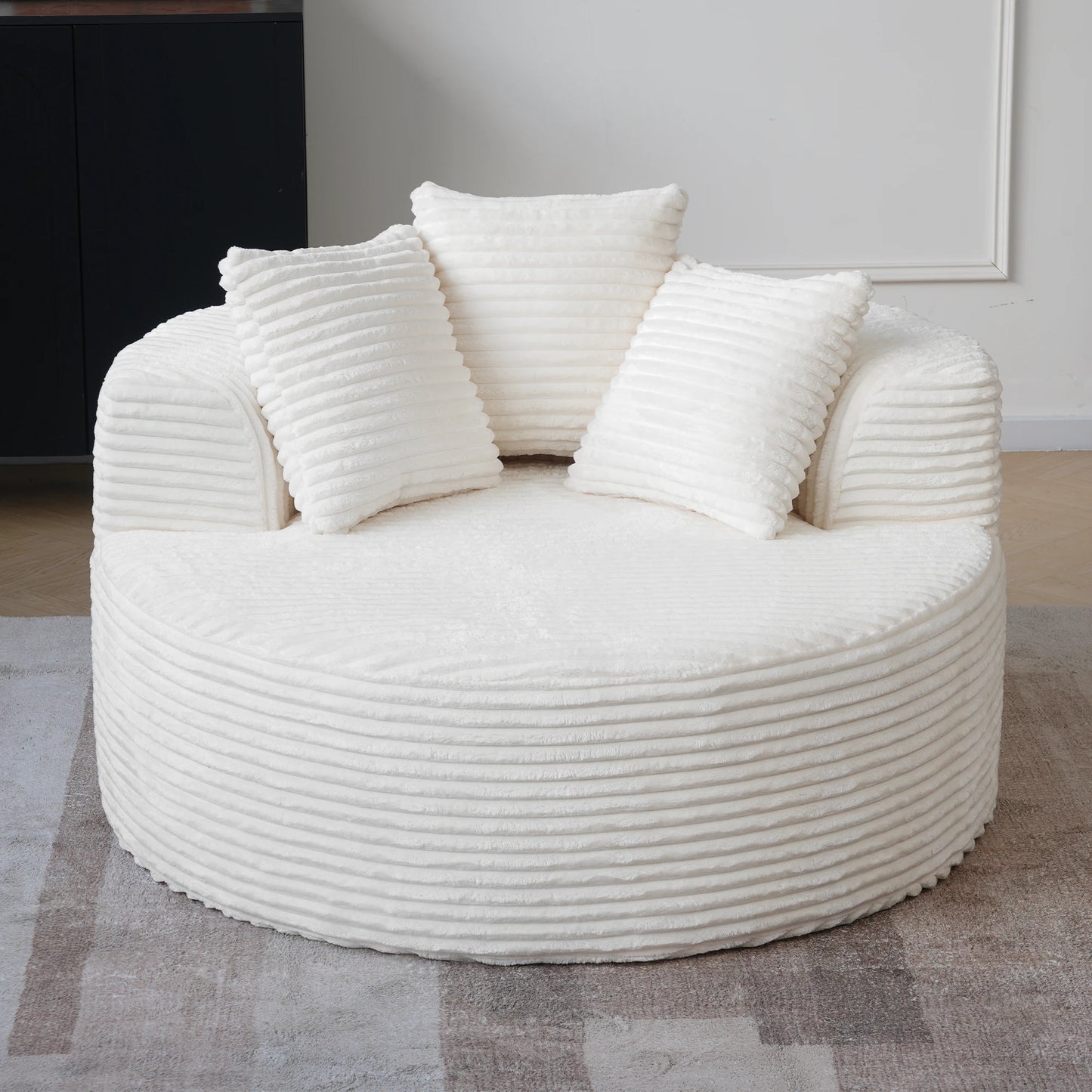 Sdorens Round Chair Lounge Chaise With Plush Faux Fur Sleeper