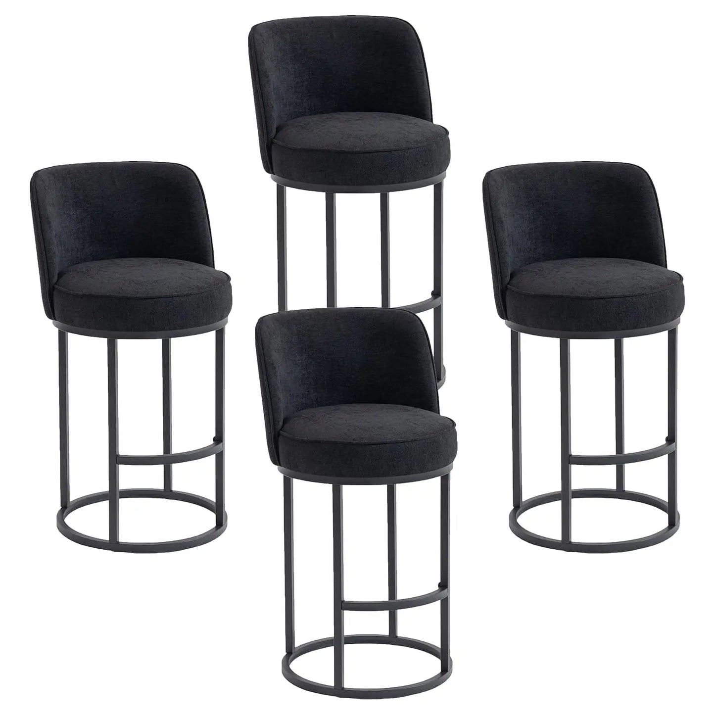 Bar Stools Set Of 4 Modern Linen Upholstered Bucket Backrests