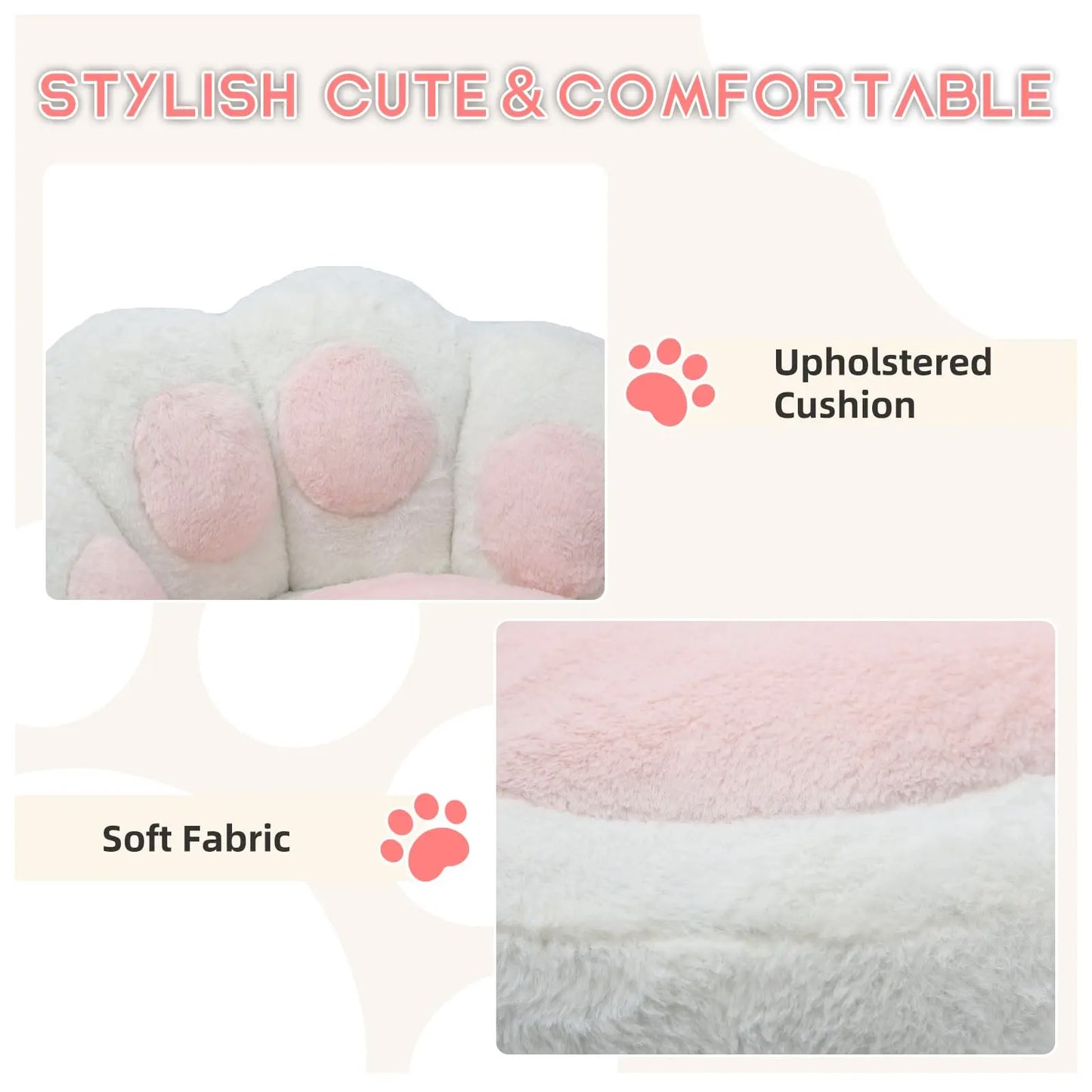 HiMISS Vanity Cat Paw Office Chair With Wheels 360 Rotation