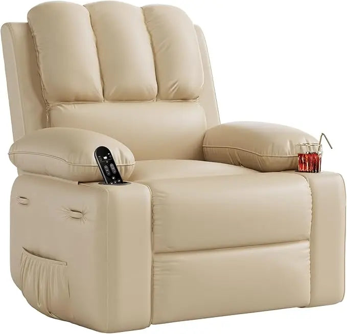 Leather Recliner Chair Overstuffed Manual Recliner For Living Room