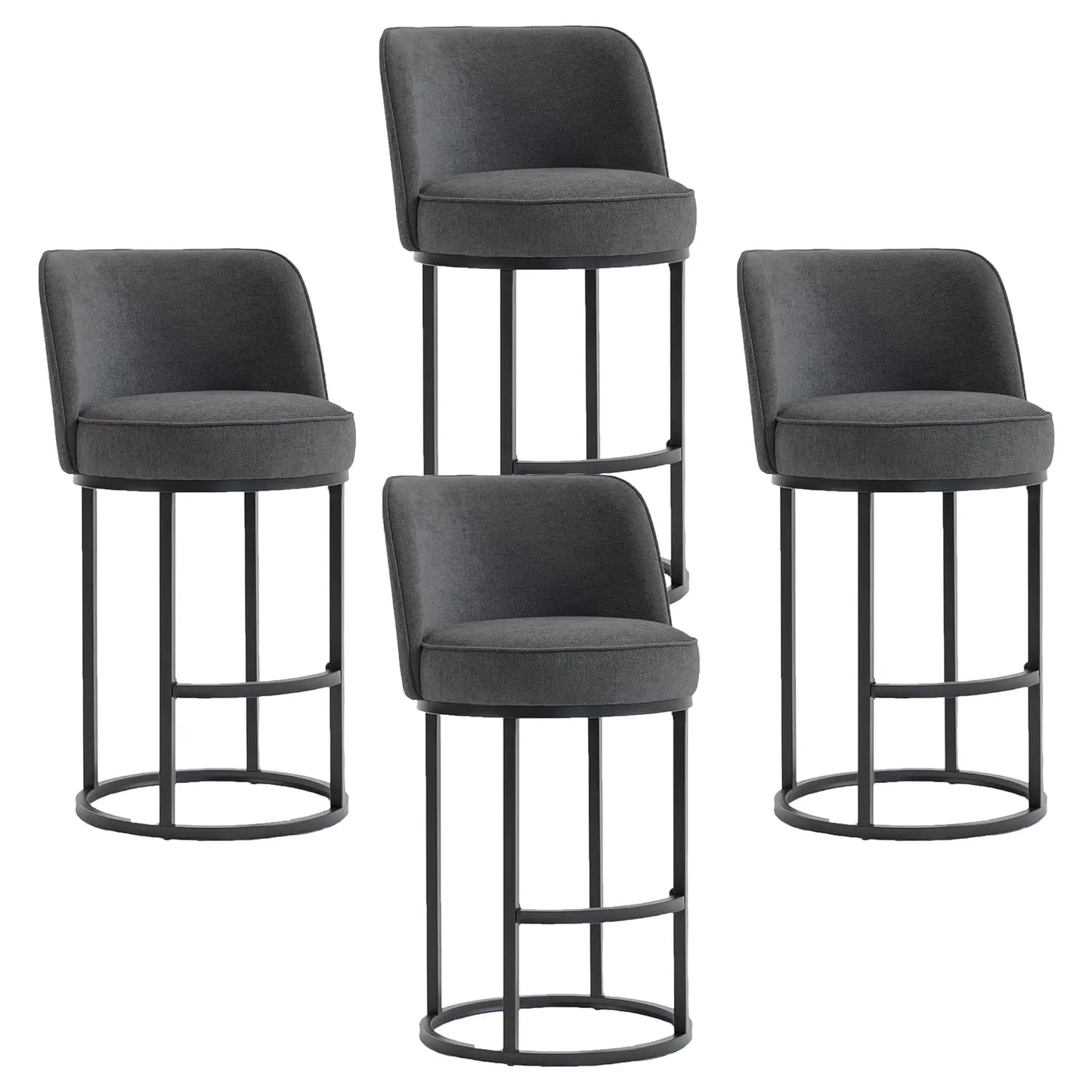 Bar Stools Set Of 4 Modern Linen Upholstered Bucket Backrests