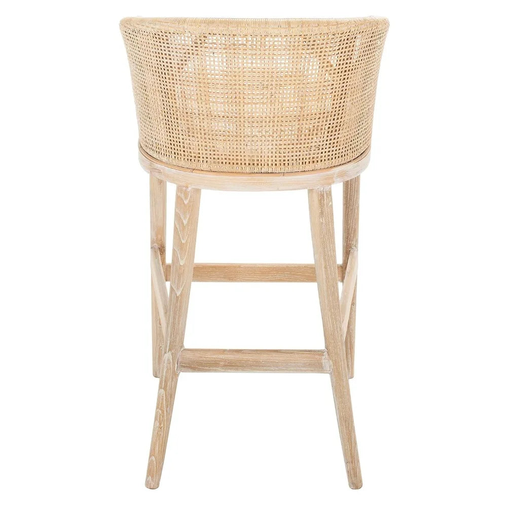 Brando 30-inch Fully Assembled Solid Wood Bar Stool - Tropical Coastal Natural Wash Legs Cushion Home Collection), Customized