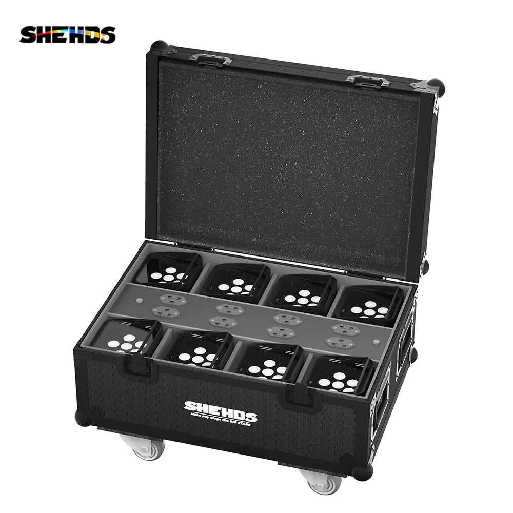 SHEHDS Wireless Battery PAR Light With Flight Case RGBWA UV