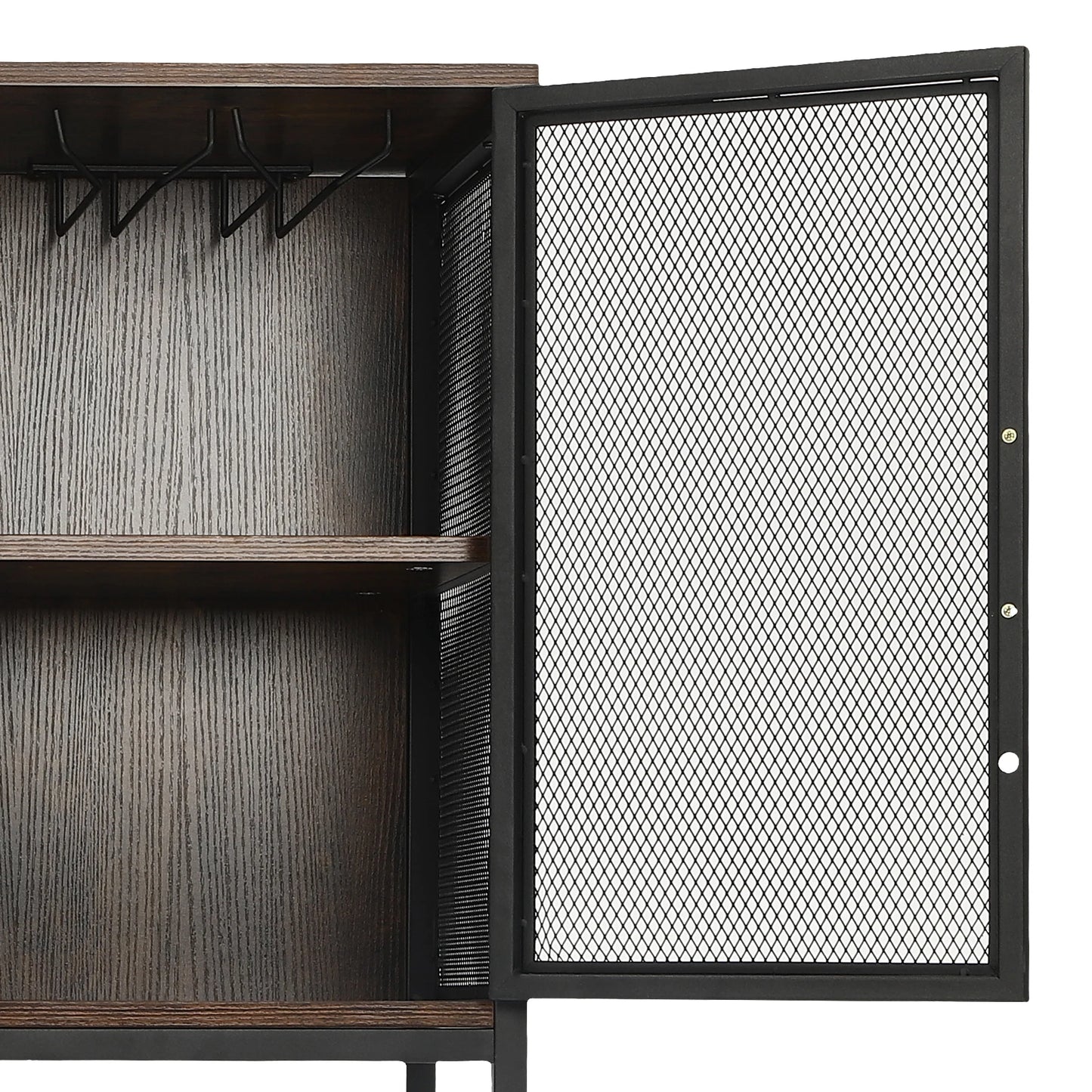 Wine Bar Cabinet With Glass Holder And Coffee Station