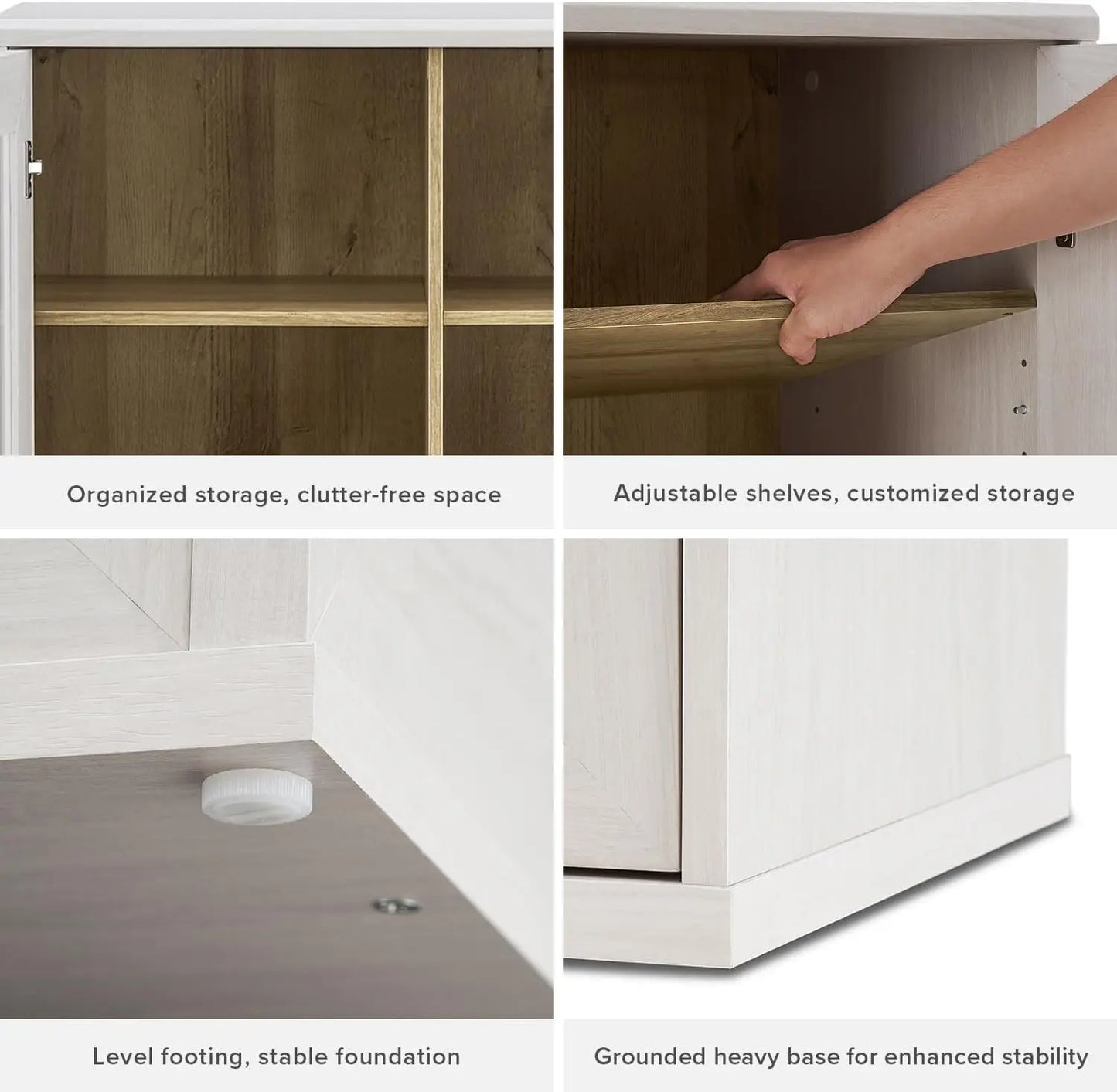 XMSJ Blake Storage Cabinet With Hutch Sideboard