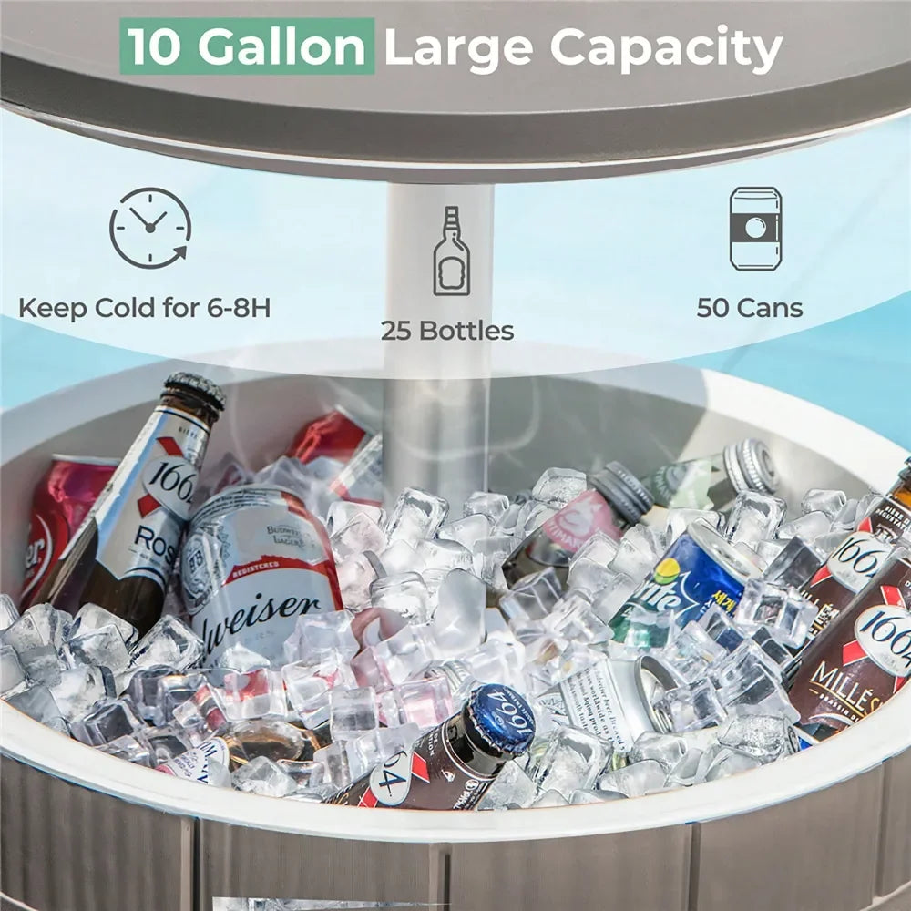 Bar Table 10 Gallon Cooler Bar Table W Telescopic Tabletop 3In1 Coffee Table Ice Bucket