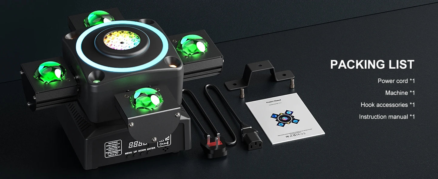 Yiflamefly 90W RGBW 4-IN-1 Lighting Effect and Starry Effect Controlled DMX512 Sound-activated For Bars Birthday Party Wedding