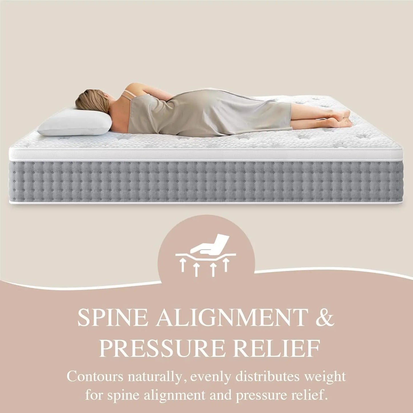 NONECN Hybrid Mattress Bed In A Box With Lumbar Support