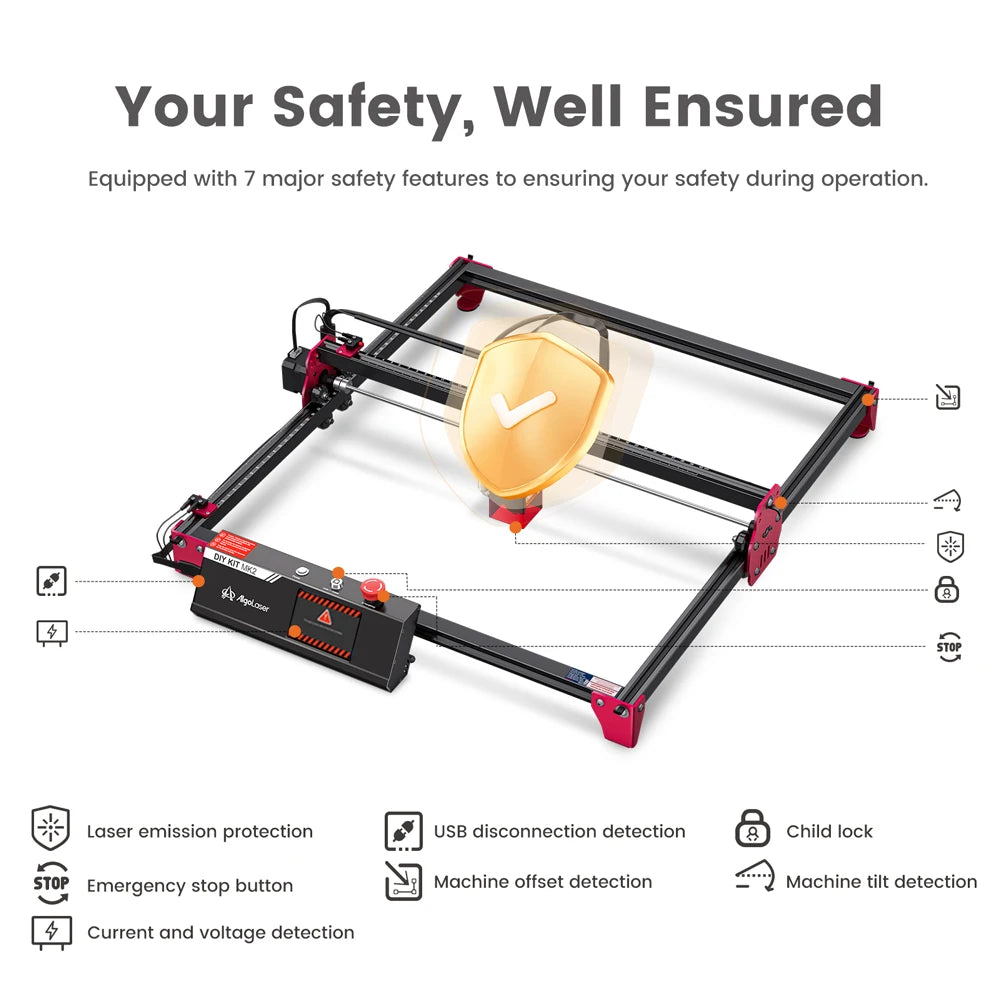 AlgoLaserCNC DIY Kit MK2 10000mW Laser Engraver Class 1 with WiFi