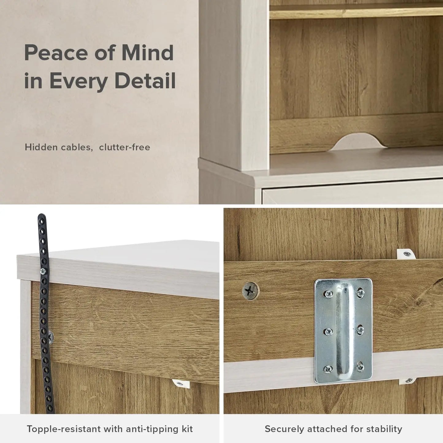 XMSJ Blake Storage Cabinet With Hutch Sideboard