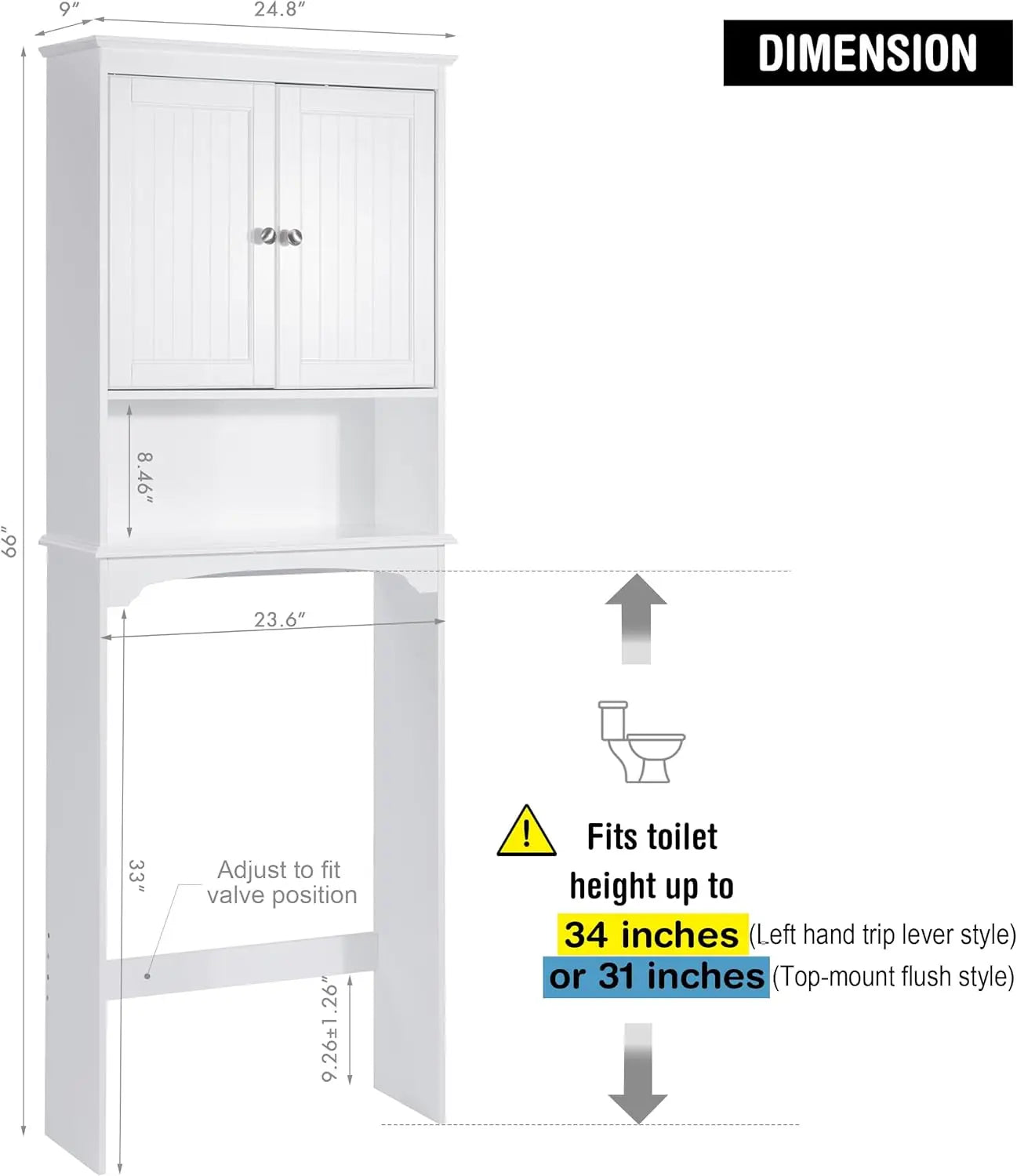 Over The Toilet Storage Cabinet, Bathroom Shelf Over Toilet, Bathroom Storage Cabinet Organizer, White