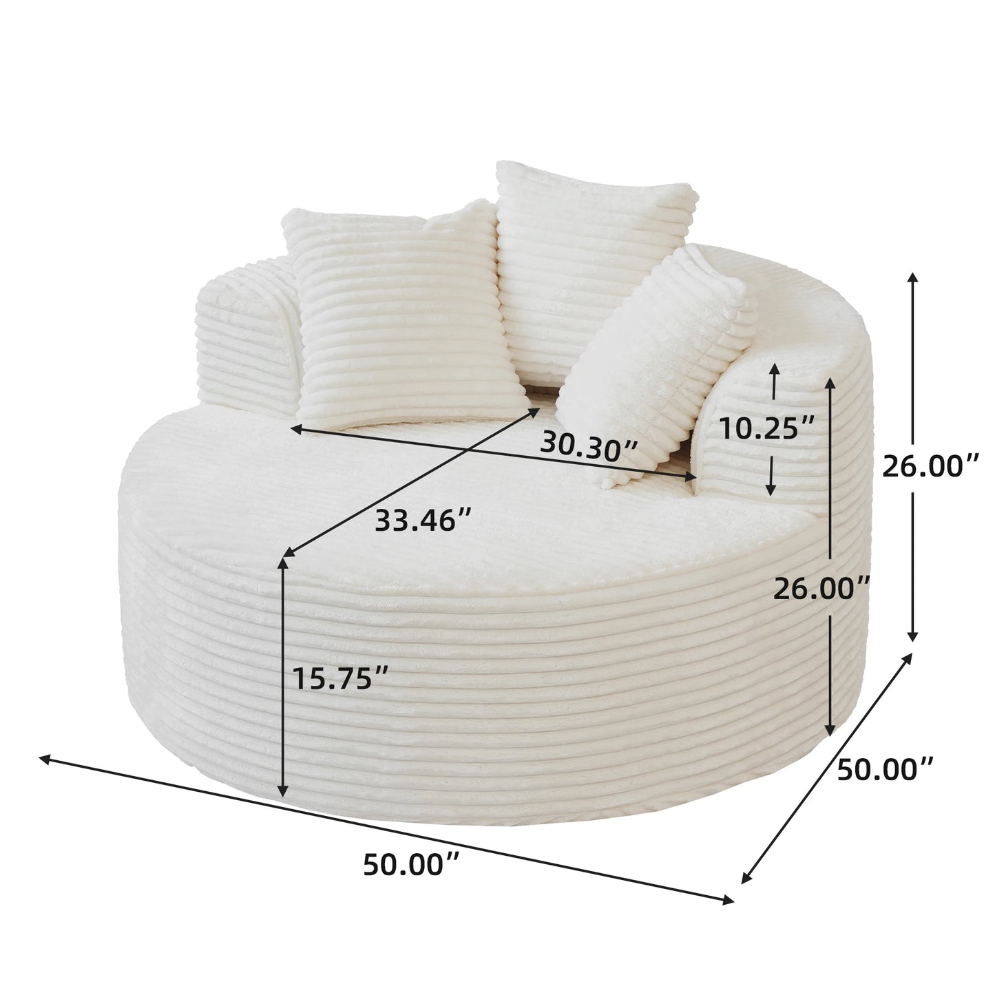 Sdorens Round Chair Lounge Chaise With Plush Faux Fur Sleeper