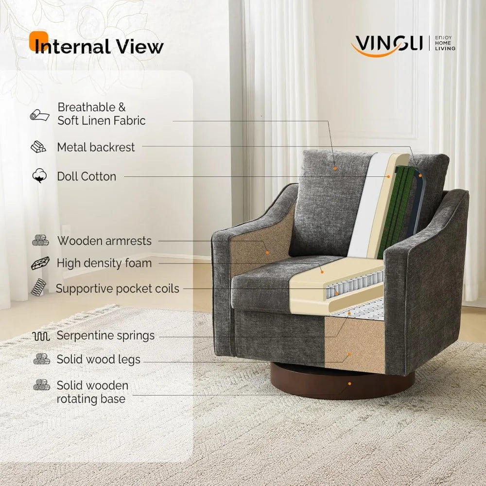 DAFIFY Mid Century Swivel Accent Chair 360 Degree Upholstered Armchair