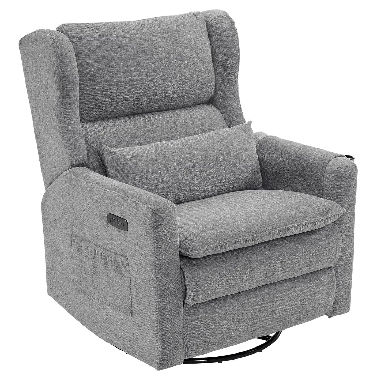 Oversized Swivel Rocker Recliner With Adjustable Headrest Nursery Chair