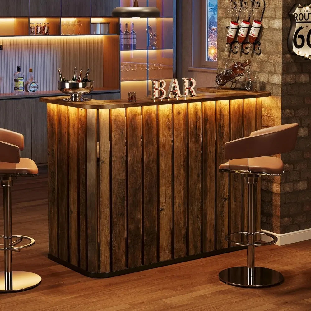 Farmhouse Home Bar Unit With Storage Shelves And Cabinet