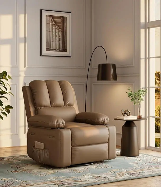 Leather Recliner Chair Overstuffed Manual Recliner For Living Room