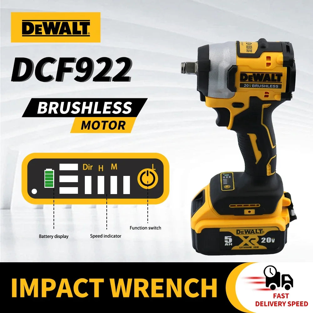 DEWALT DCF922 Brushless 20V Cordless Impact Wrench LED Light