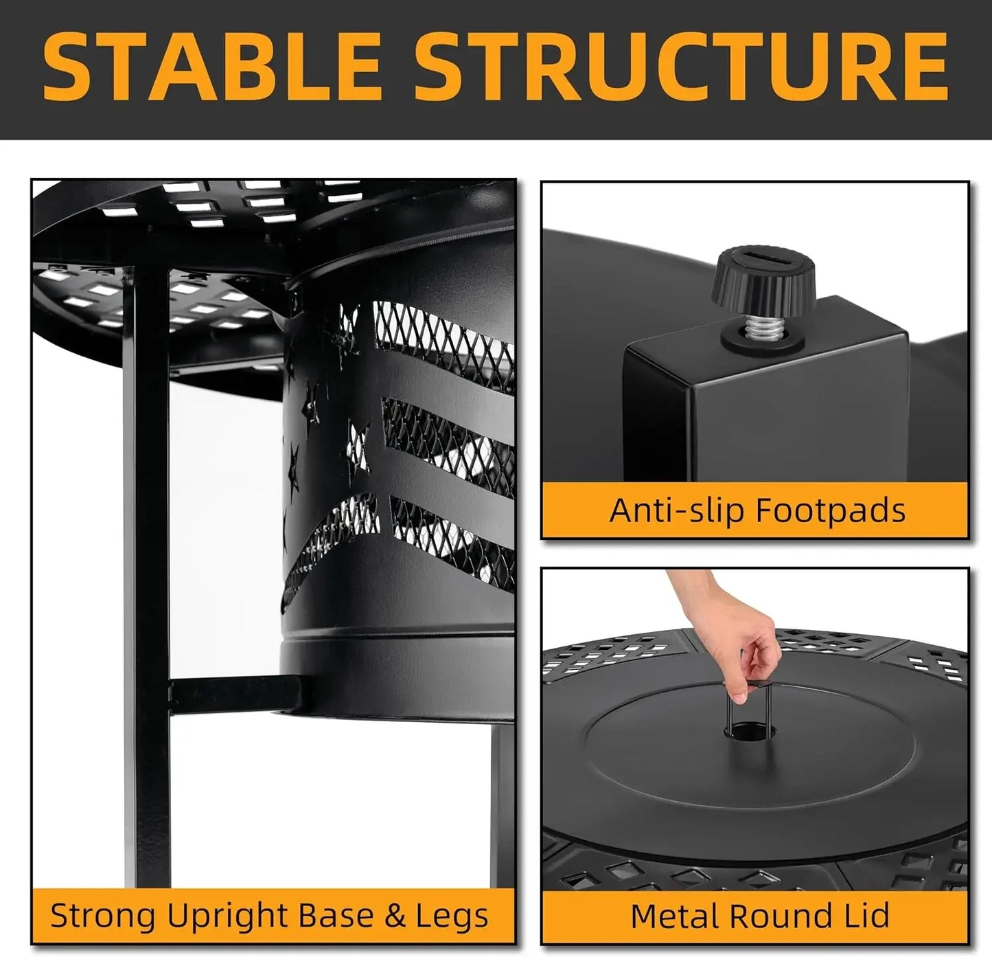 Outdoor Fire Pit With Grills Heavy Duty Metal Round