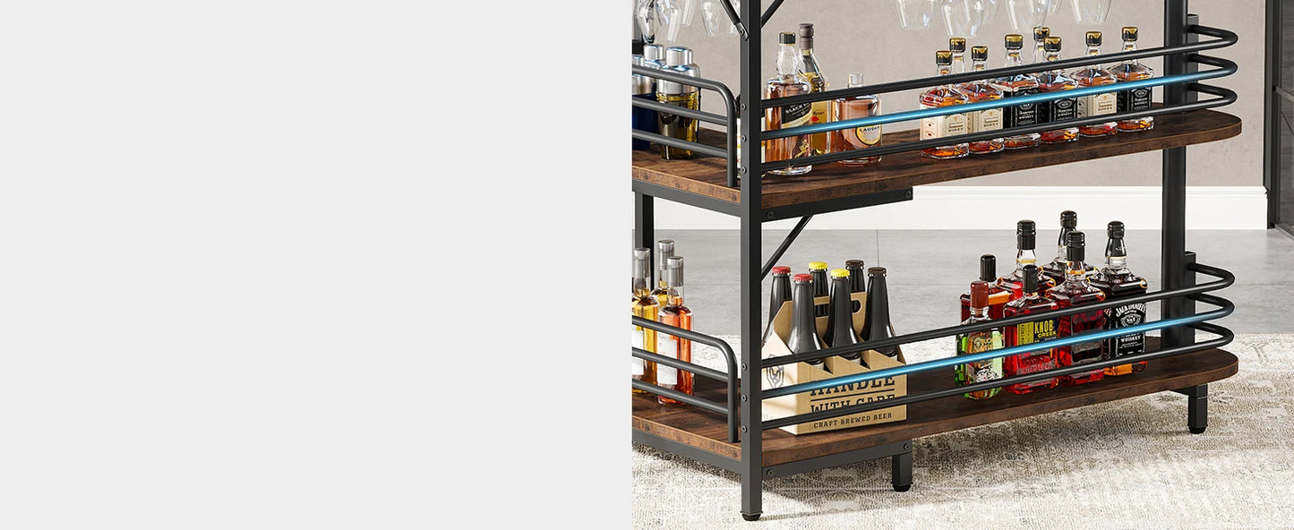 Little Tree L-Shaped Home Bar Unit With Wine Glasses Holder