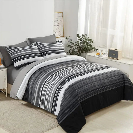 Bed In A Bag Stripe Comforter Set All Season Bedding