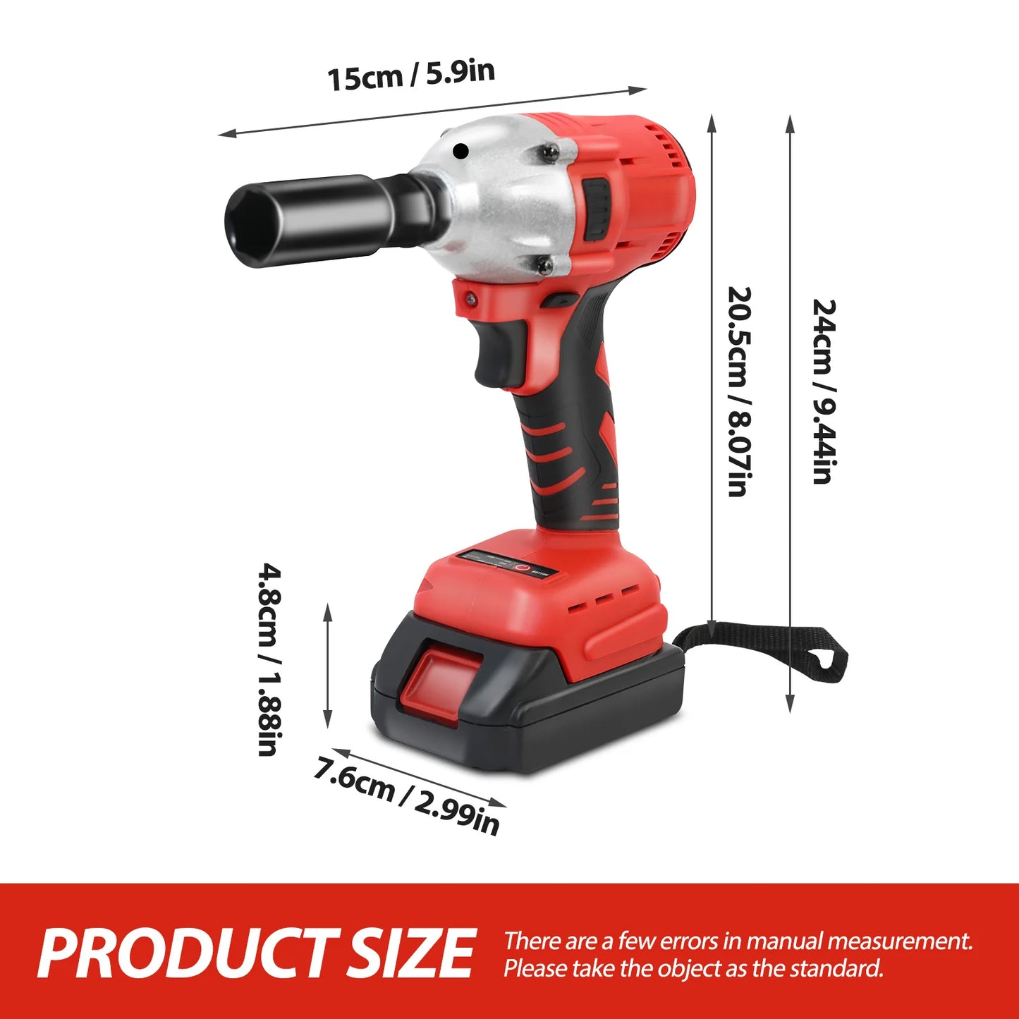 Cordless Brushless Impact Drill Wrench 1000Nm Torque 20V Pro