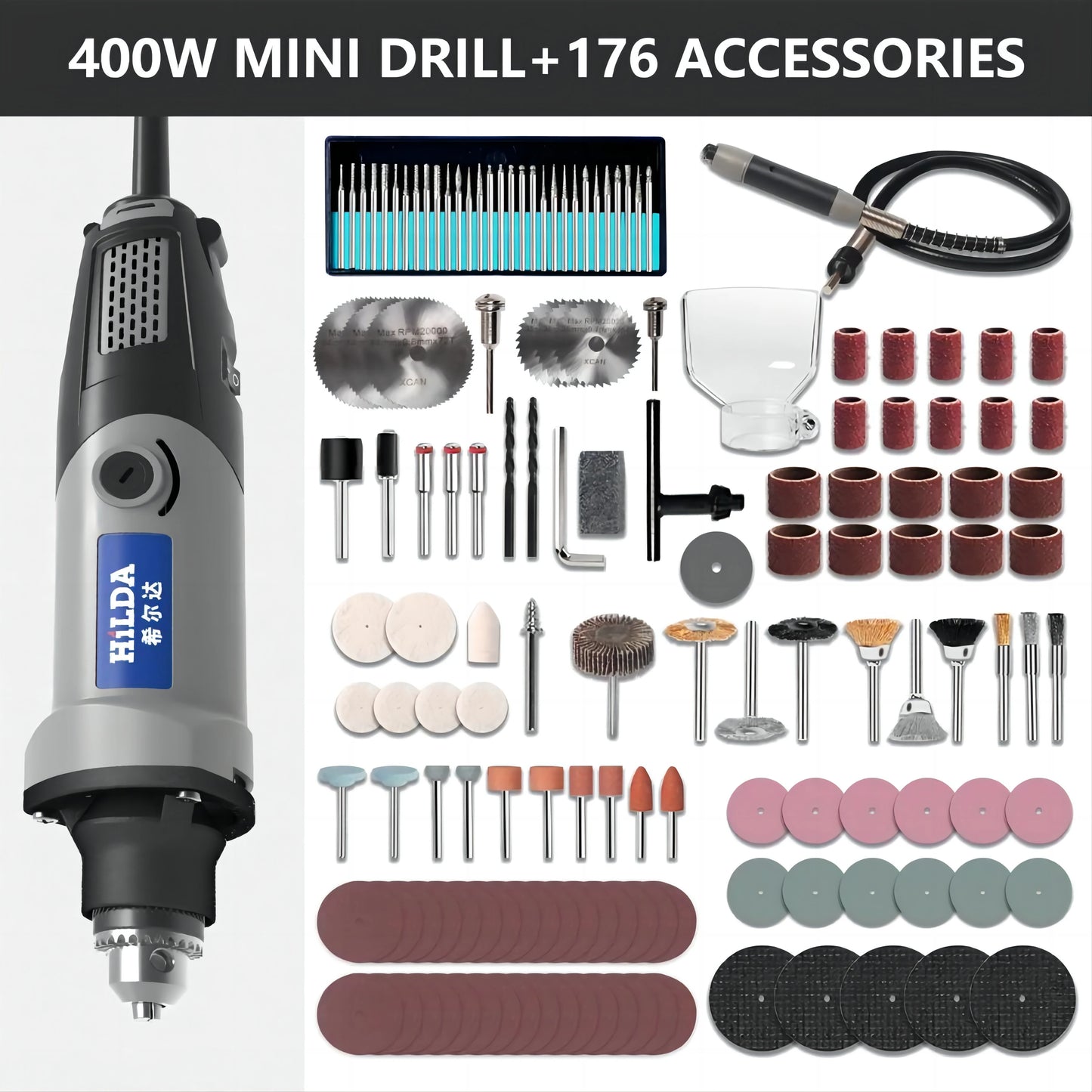 HILDA 500W Rotary Tool Variable Speed Kit For Woodworking