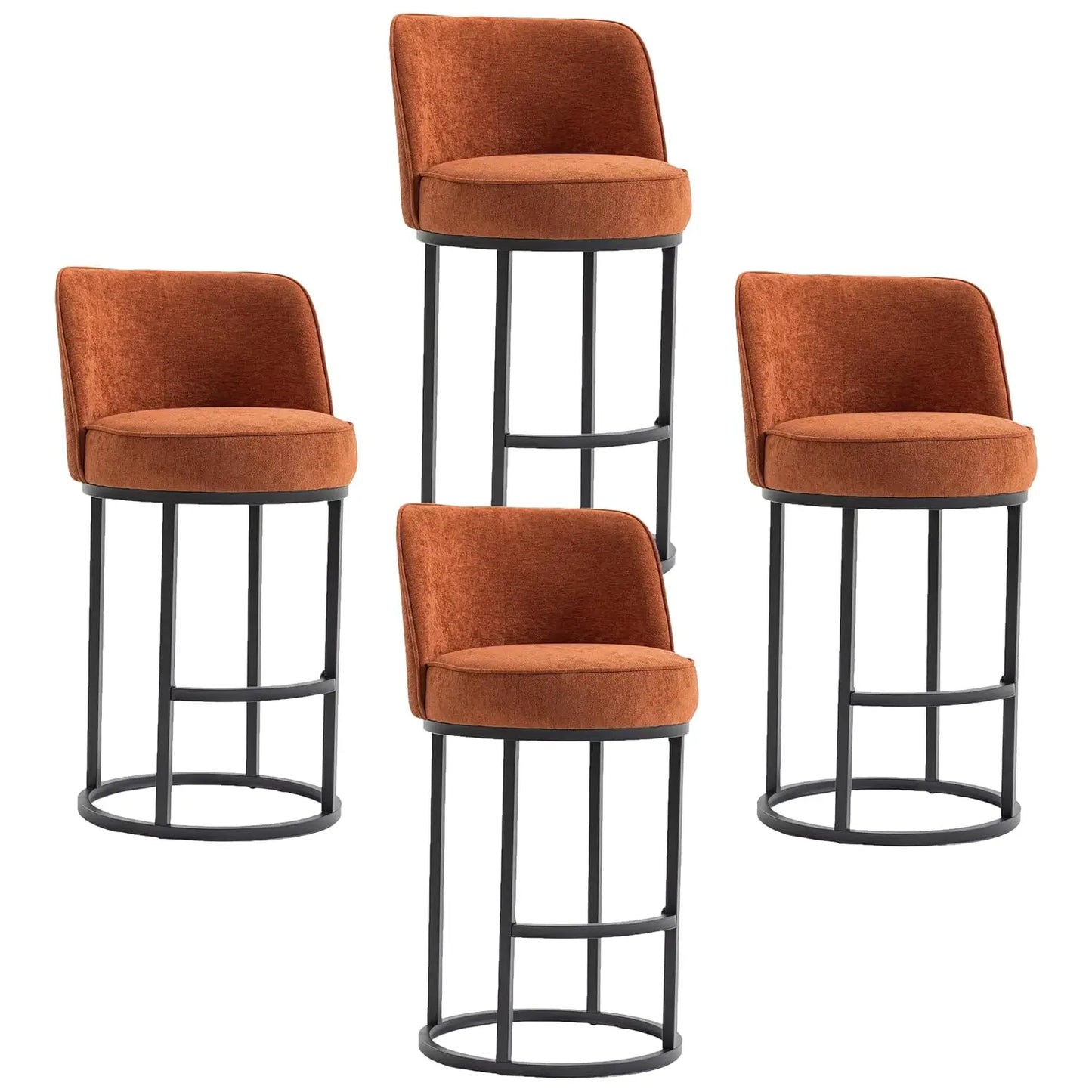 Bar Stools Set Of 4 Modern Linen Upholstered Bucket Backrests