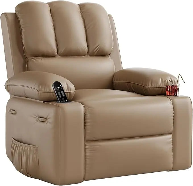 Leather Recliner Chair Overstuffed Manual Recliner For Living Room