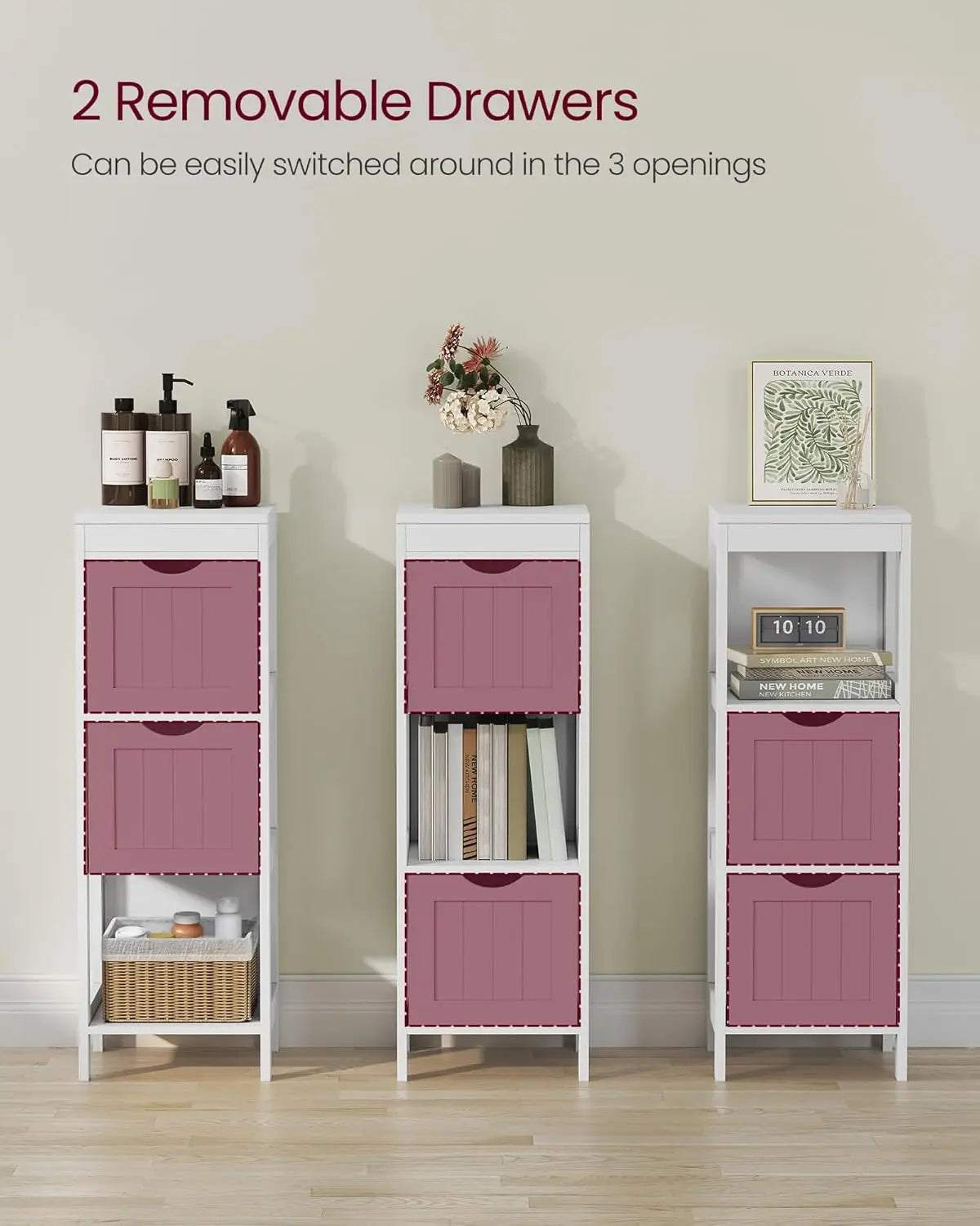 Storage Cabinet, Storage Organizer Rack Stand for Bathroom, Living Room, Multifunctional Corner Unit, 2 Drawers, 35 Inches in He