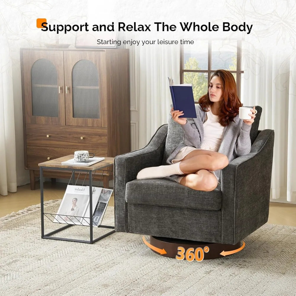 DAFIFY Mid Century Swivel Accent Chair 360 Degree Upholstered Armchair