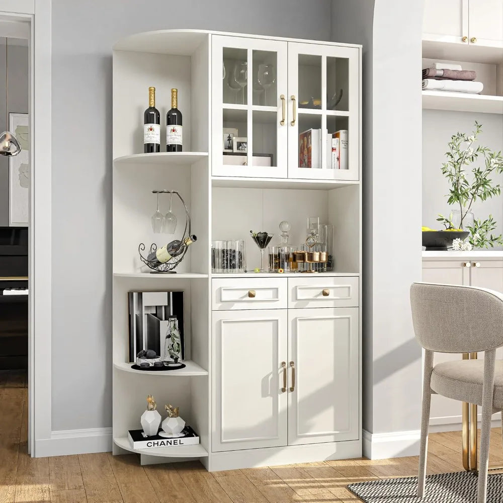 Pantry Storage Cabinet With Charging Station Farmhouse Kitchen Hutch